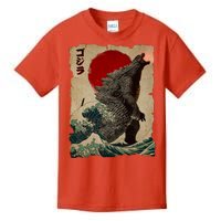 Vintage Japanese Godzilla Great Wave Poster Kids T-Shirt