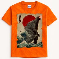 Vintage Japanese Godzilla Great Wave Poster Kids Tie-Dye T-Shirt