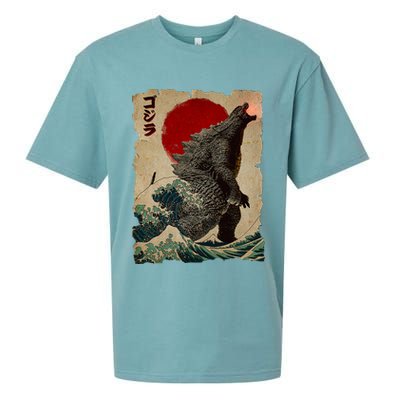 Vintage Japanese Monster Great Wave Poster Sueded Cloud Jersey T-Shirt