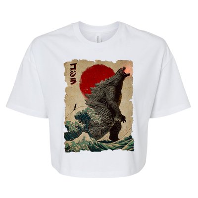 Vintage Japanese Godzilla Great Wave Poster Bella+Canvas Jersey Crop Tee