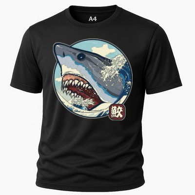 Vintage Japanese Great Wave Shark Attack Performance Shirt