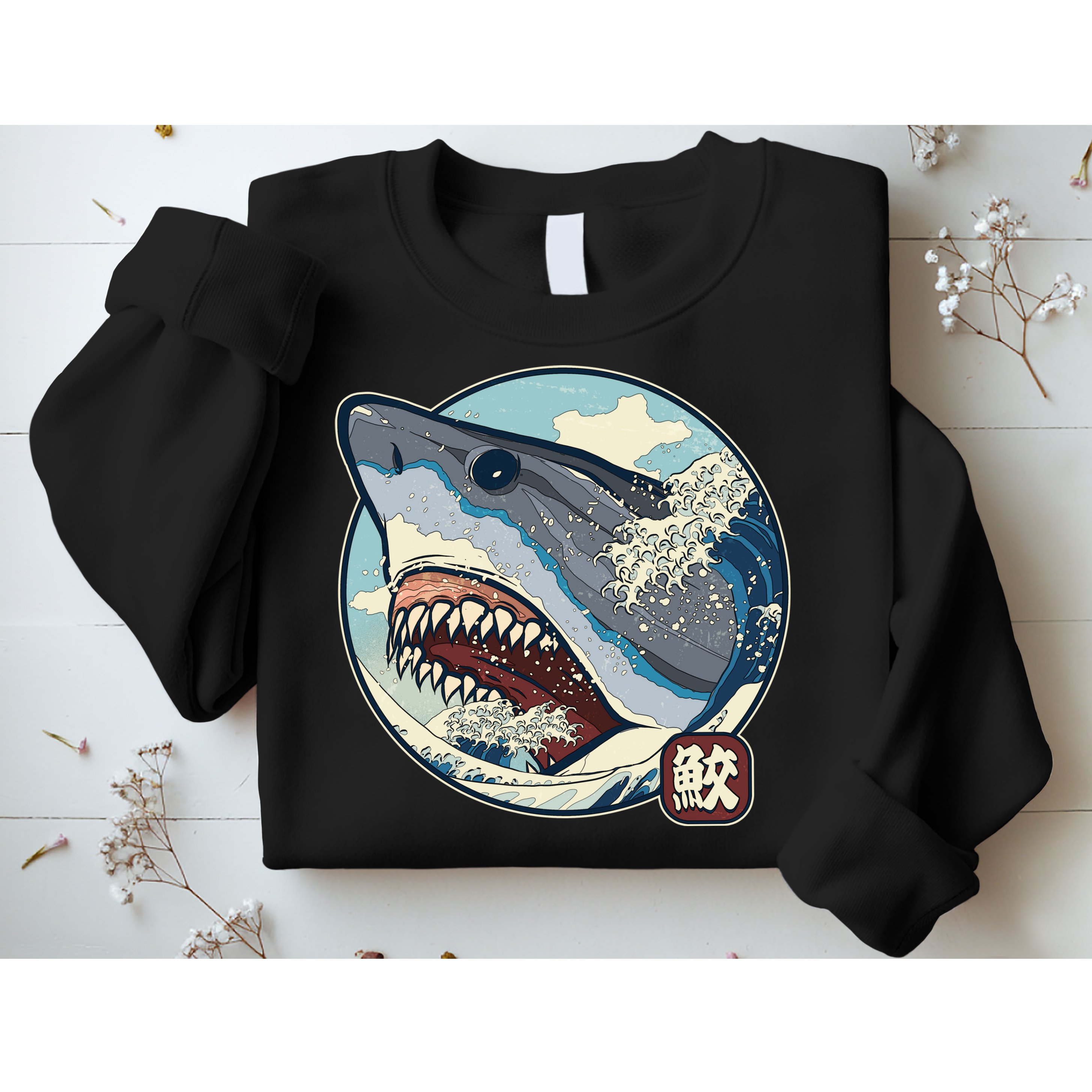 Vintage Japanese Great Wave Shark Attack Sweatshirt