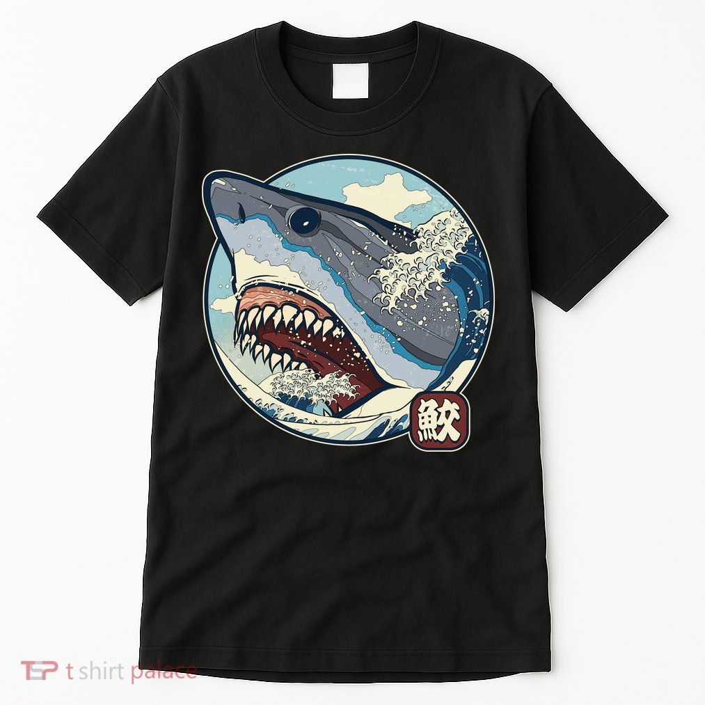 Vintage Japanese Great Wave Shark Attack Tall T-Shirt