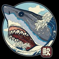 Vintage Japanese Great Wave Shark Attack Backpack