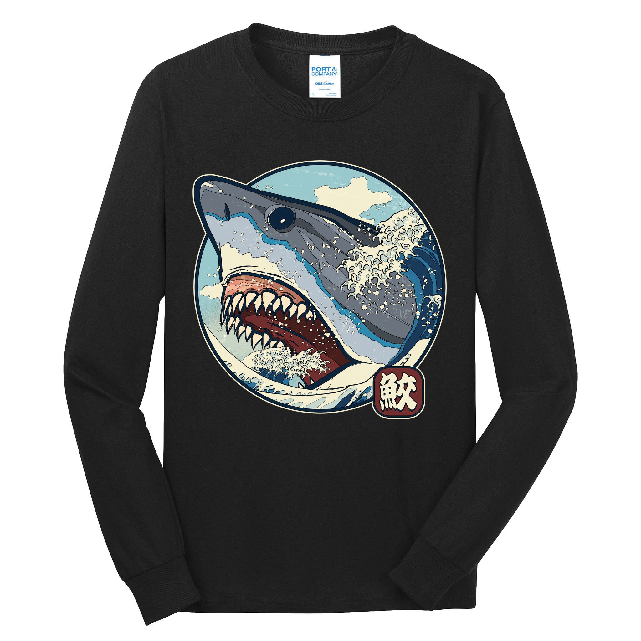 Vintage Japanese Great Wave Shark Attack Tall Long Sleeve T-Shirt