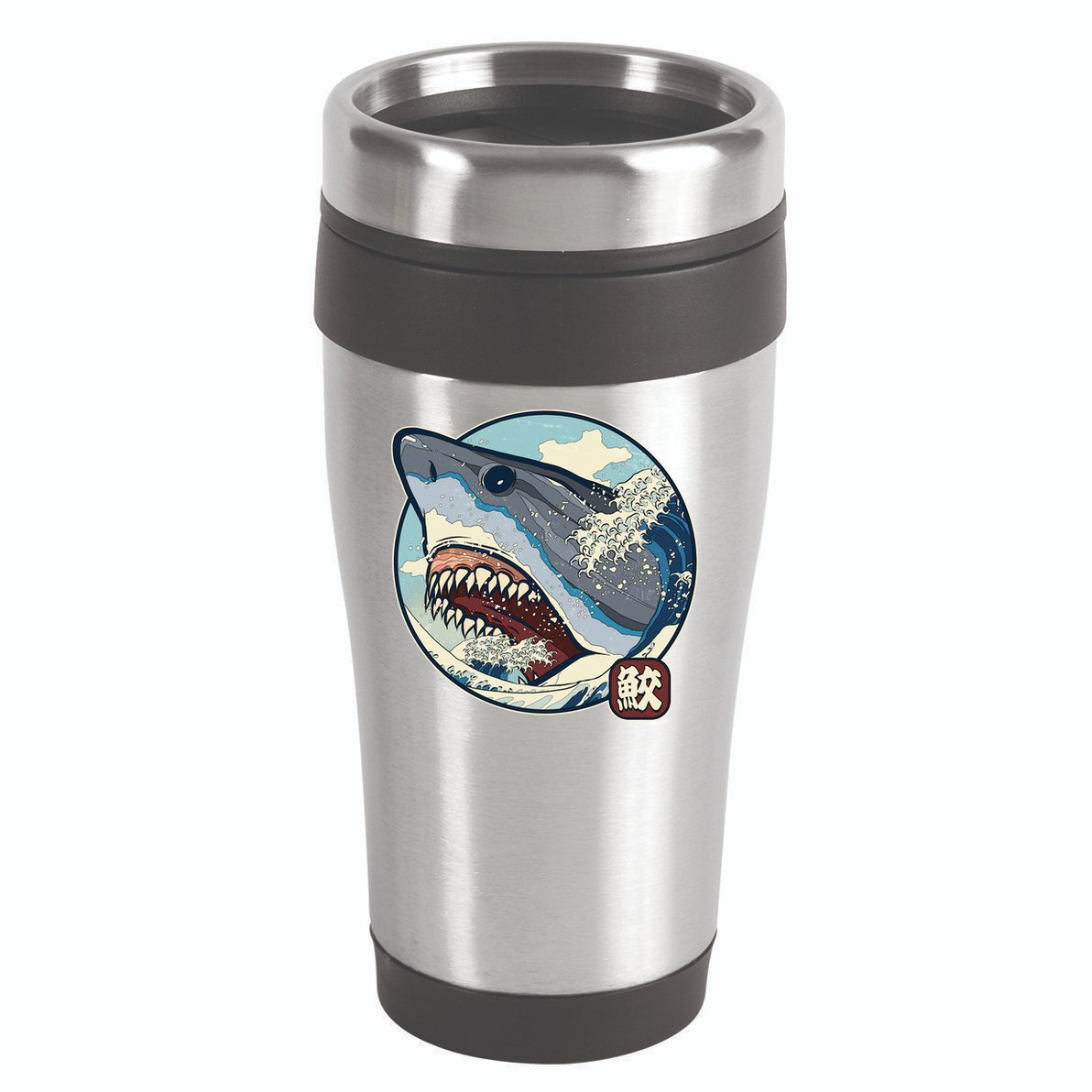 Vintage Japanese Great Wave Shark Attack 16oz Travel Tumbler