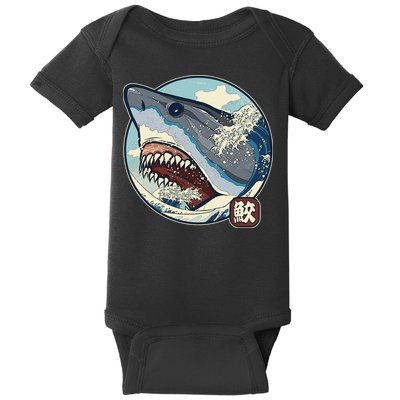 Vintage Japanese Great Wave Shark Attack Baby Bodysuit