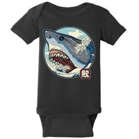 Vintage Japanese Great Wave Shark Attack Baby Bodysuit