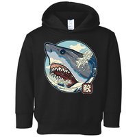 Vintage Japanese Great Wave Shark Attack Toddler Hoodie