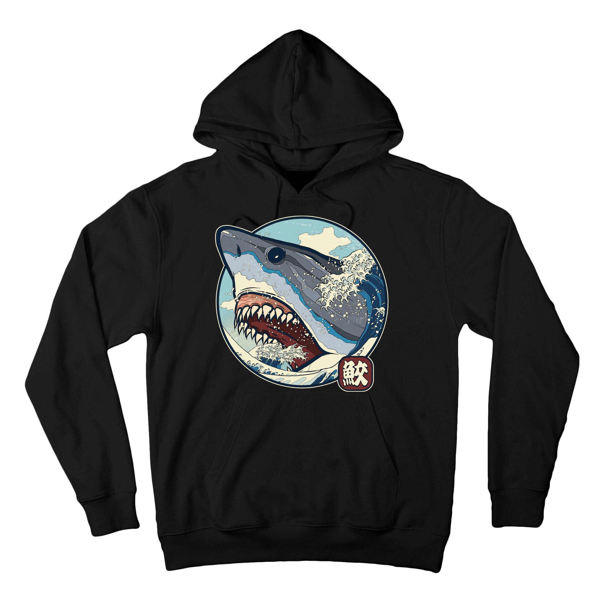 Vintage Japanese Great Wave Shark Attack Tall Hoodie
