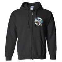 Vintage Japanese Great Wave Shark Attack Full Zip Hoodie