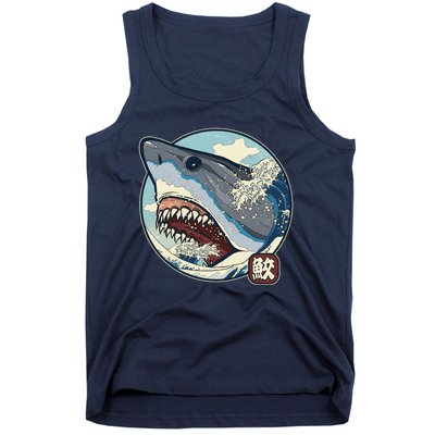 Vintage Japanese Great Wave Shark Attack Tank Top