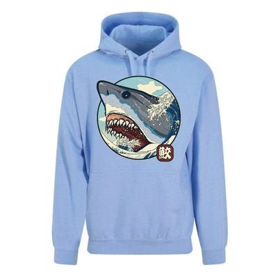 Vintage Japanese Great Wave Shark Attack Unisex Surf Hoodie