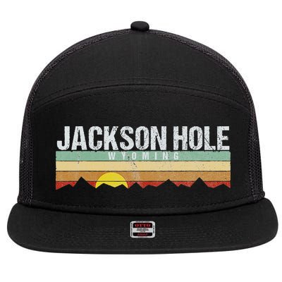 Vintage Jackson Hole Wyoming Retro 7 Panel Mesh Trucker Snapback Hat