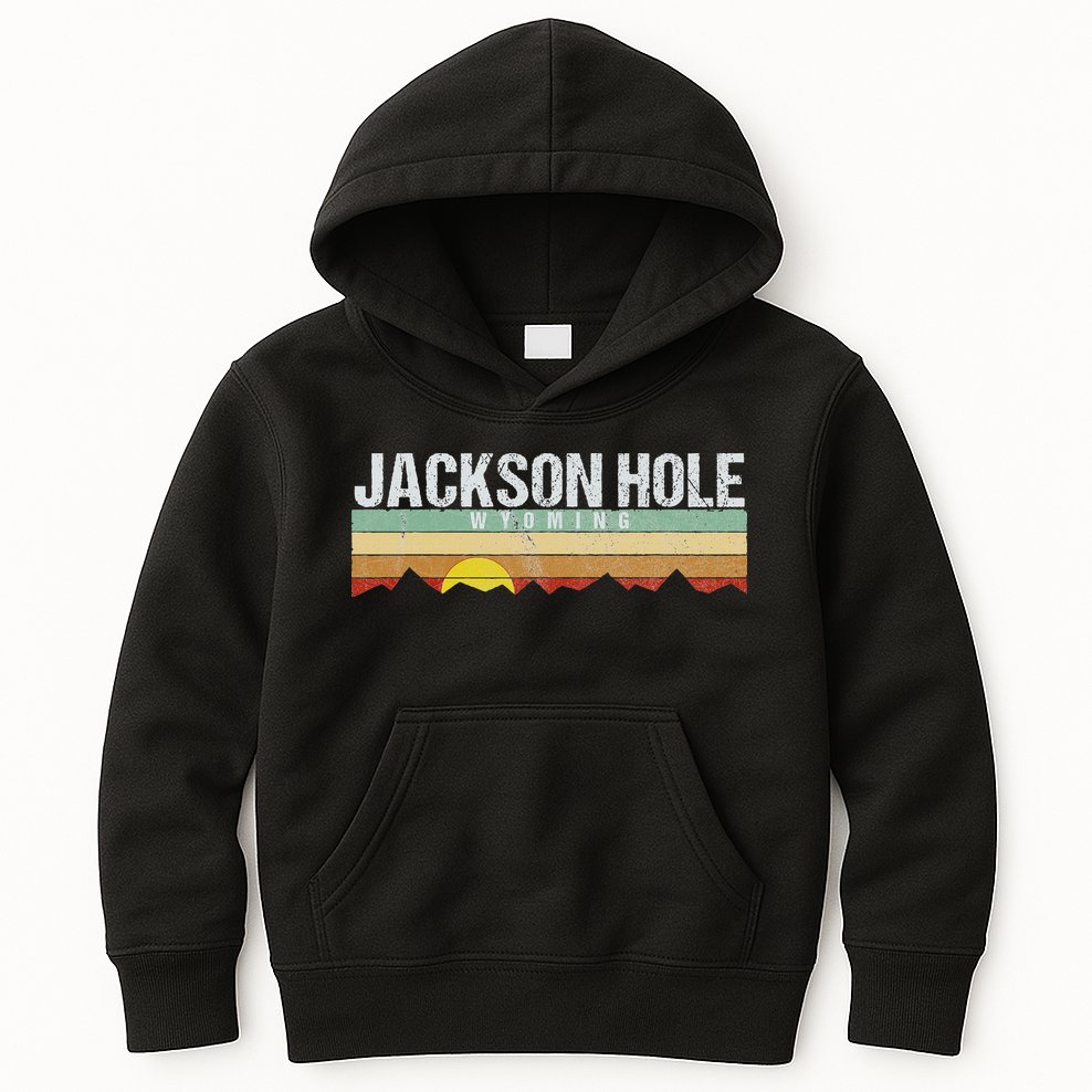 Vintage Jackson Hole Wyoming Retro Kids Hoodie