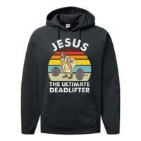 Vintage Jesus He Ultimate Deadlifter Funny Gym Bodybuliding Performance Fleece Hoodie