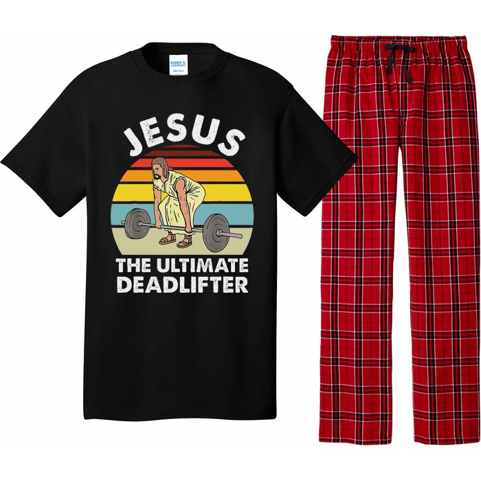 Vintage Jesus He Ultimate Deadlifter Funny Gym Bodybuliding Pajama Set