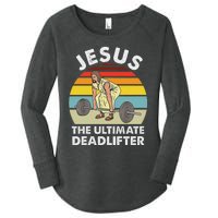 Vintage Jesus He Ultimate Deadlifter Funny Gym Bodybuliding Women's Perfect Tri Tunic Long Sleeve Shirt