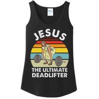 Vintage Jesus He Ultimate Deadlifter Funny Gym Bodybuliding Ladies Essential Tank