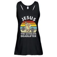 Vintage Jesus He Ultimate Deadlifter Funny Gym Bodybuliding Ladies Essential Flowy Tank