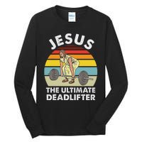 Vintage Jesus He Ultimate Deadlifter Funny Gym Bodybuliding Tall Long Sleeve T-Shirt