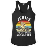 Vintage Jesus He Ultimate Deadlifter Funny Gym Bodybuliding Ladies PosiCharge Competitor Racerback Tank