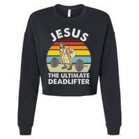 Vintage Jesus He Ultimate Deadlifter Funny Gym Bodybuliding Cropped Pullover Crew