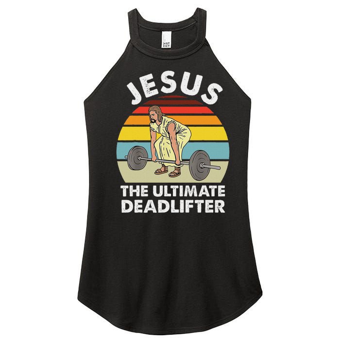 Vintage Jesus He Ultimate Deadlifter Funny Gym Bodybuliding Women's Perfect Tri Rocker Tank