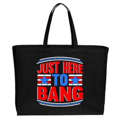 Vintage Just Here To Bang Funny 4th Of July USA Merica America Cotton Canvas Jumbo Tote