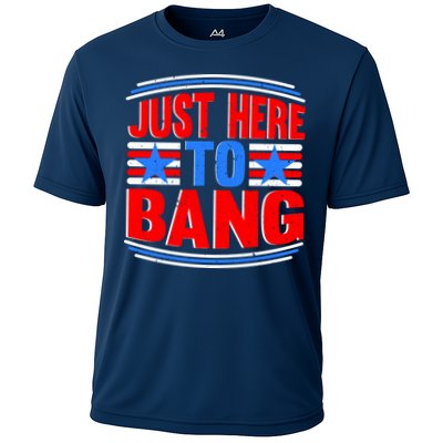 Vintage Just Here To Bang Funny 4th Of July USA Merica America Performance Shirt