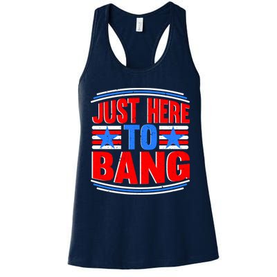 Vintage Just Here To Bang Funny 4th Of July USA Merica America Womens Tank Top