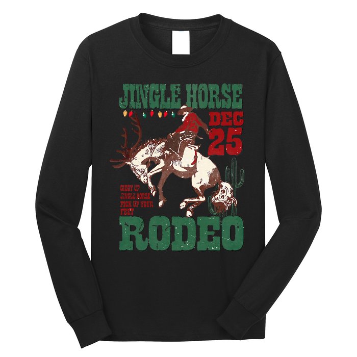 Vintage Jingle Horse Rodeo Funny Howdy Western Christmas Long Sleeve Shirt