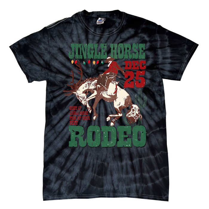 Vintage Jingle Horse Rodeo Funny Howdy Western Christmas Tie-Dye T-Shirt