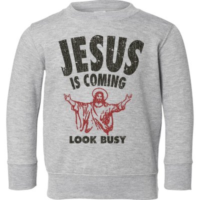 Vintage Jesus Is Coming Look Busy 1992 Toddler Sweatshirt