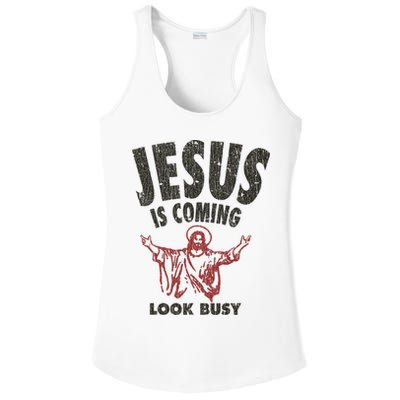 Vintage Jesus Is Coming Look Busy 1992 Ladies PosiCharge Competitor Racerback Tank