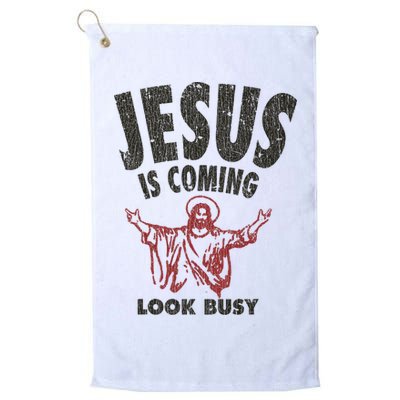 Vintage Jesus Is Coming Look Busy 1992 Golf Towel