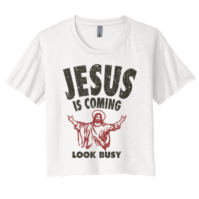 Vintage Jesus Is Coming Look Busy 1992 Crop Top