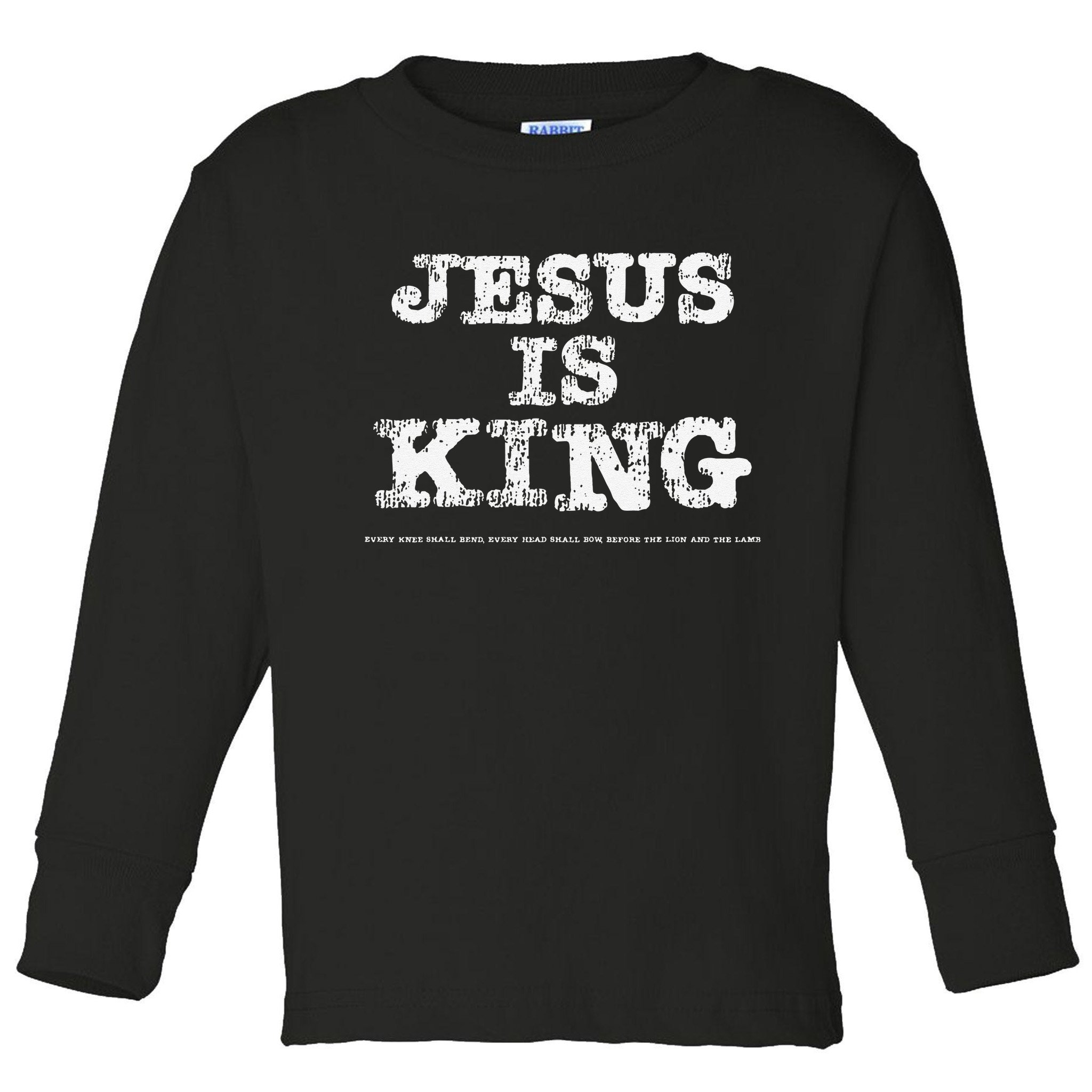 Vintage Jesus Is King Every Knee Shall Bend Head Shall Bow Toddler Long Sleeve Shirt