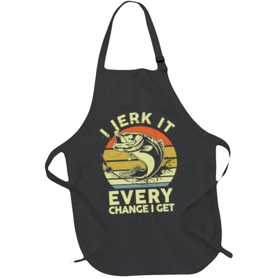 Vintage Jerk It Every Chance Fishing Funny Bass Fish Dad Jokes Gift Apron