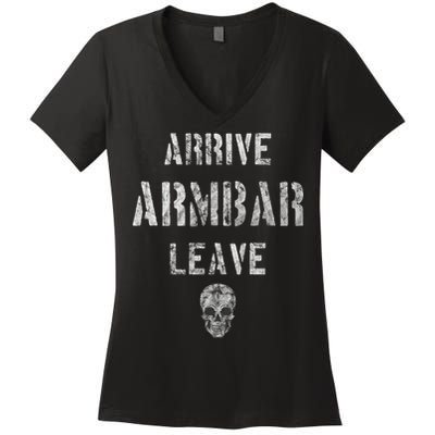 Vintage Jiu Jitsu Arrive Armbar Leave Grappling BJJ Women's V-Neck T-Shirt
