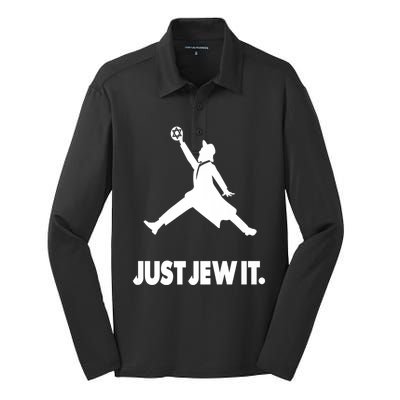 Vinatge Just Jew It Jewish Silk Touch Performance Long Sleeve Polo