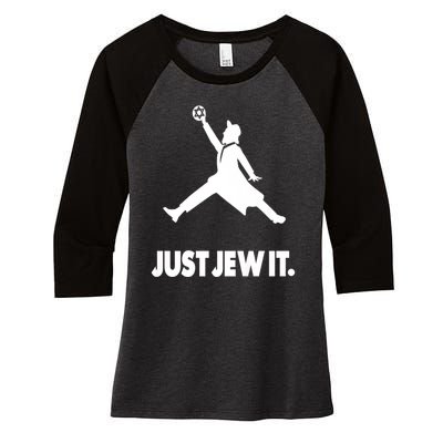 Vinatge Just Jew It Jewish Women's Tri-Blend 3/4-Sleeve Raglan Shirt