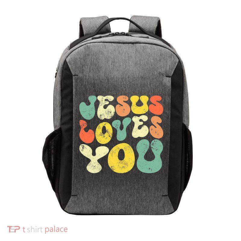 Vintage Jesus Loves You Jesus Christian Vector Backpack