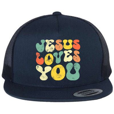 Vintage Jesus Loves You Jesus Christian Flat Bill Trucker Hat