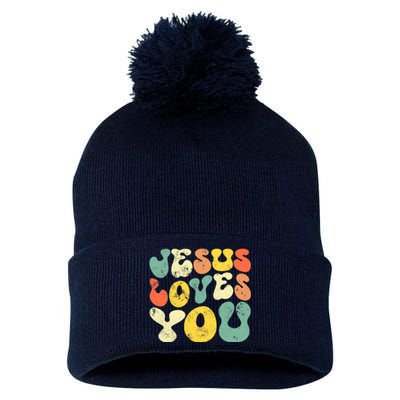 Vintage Jesus Loves You Jesus Christian Pom Pom 12in Knit Beanie