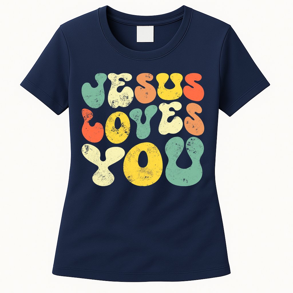 Vintage Jesus Loves You Jesus Christian Womens T-Shirt