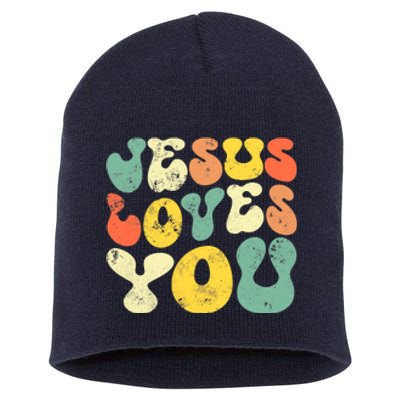 Vintage Jesus Loves You Jesus Christian Short Acrylic Beanie