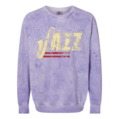 Vintage Jazz Lovers Music Band Player Saxophone Colorblast Crewneck Sweatshirt