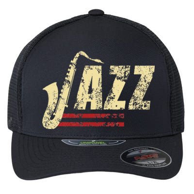 Vintage Jazz Lovers Music Band Player Saxophone Flexfit Unipanel Trucker Cap