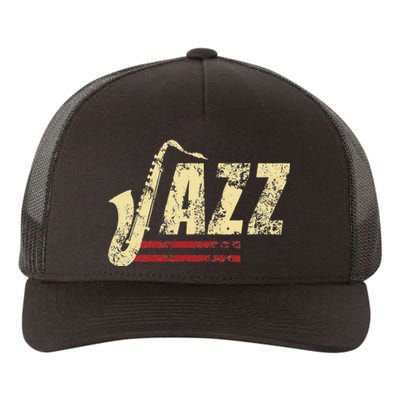 Vintage Jazz Lovers Music Band Player Saxophone Yupoong Adult 5-Panel Trucker Hat